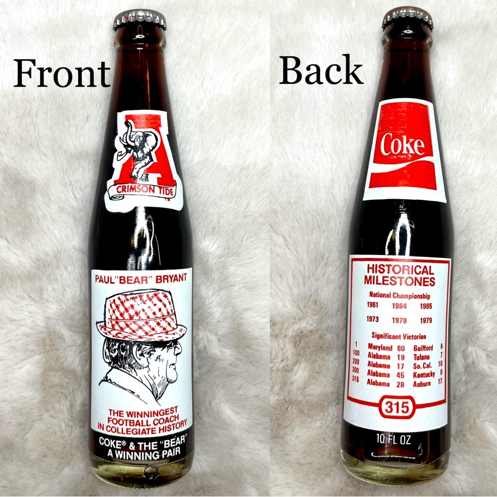 *Vintage* (1) Coke Bottle 1979 Paul “BEAR” Bryant Full 10 Oz. NEW/Unopened